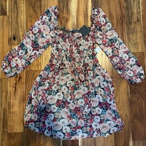 Floral and Gold Tinsel Dress